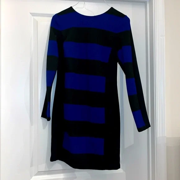 MICHAEL Michael Kors Long Sleeve Black & Blue Dress - Size 8
